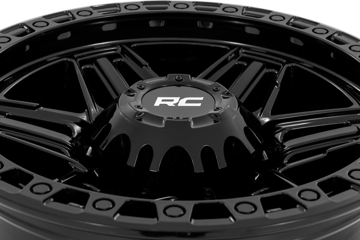Wheel - Rough Country - 76 Series, Simulated Beadlock - Gloss Black